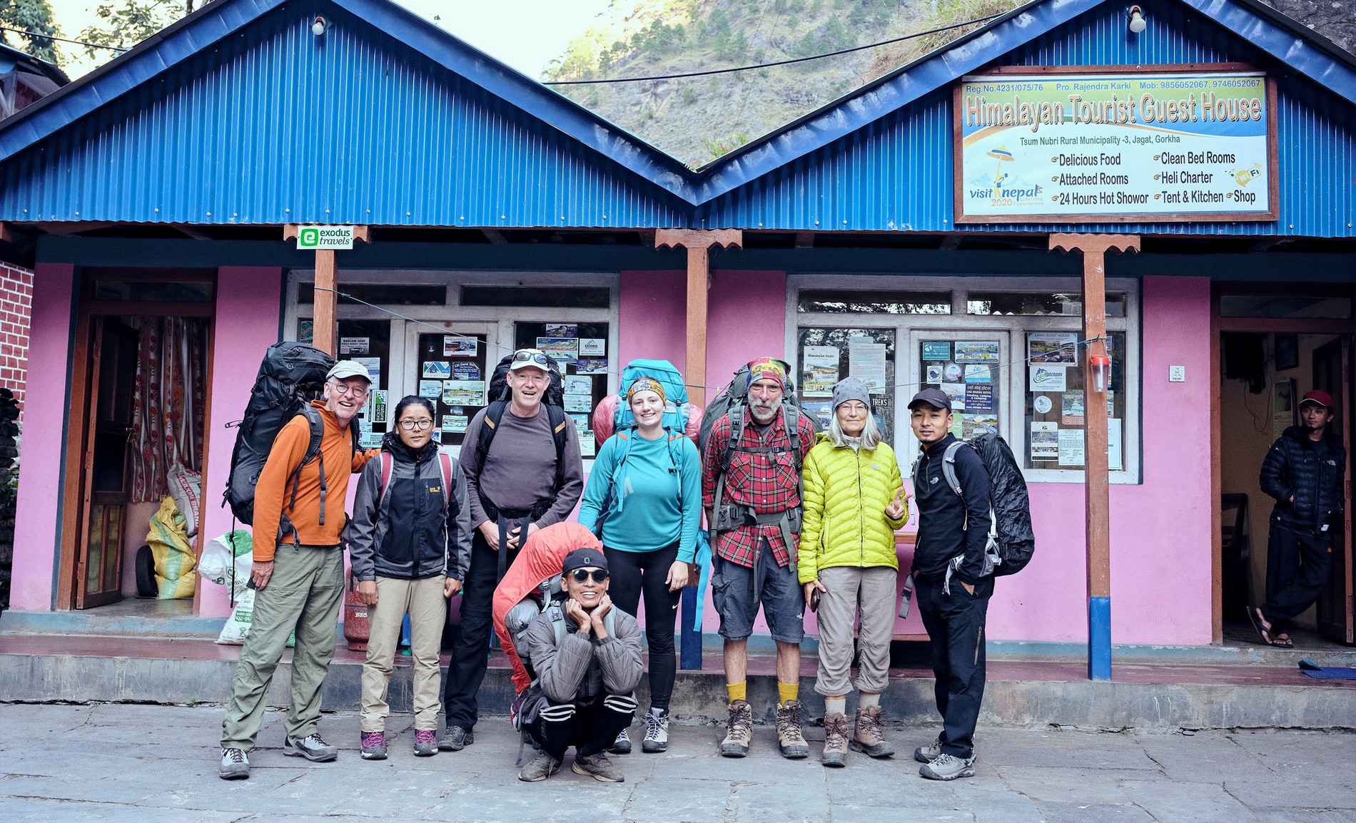 Trekking team on the trail into Tsum Valley
